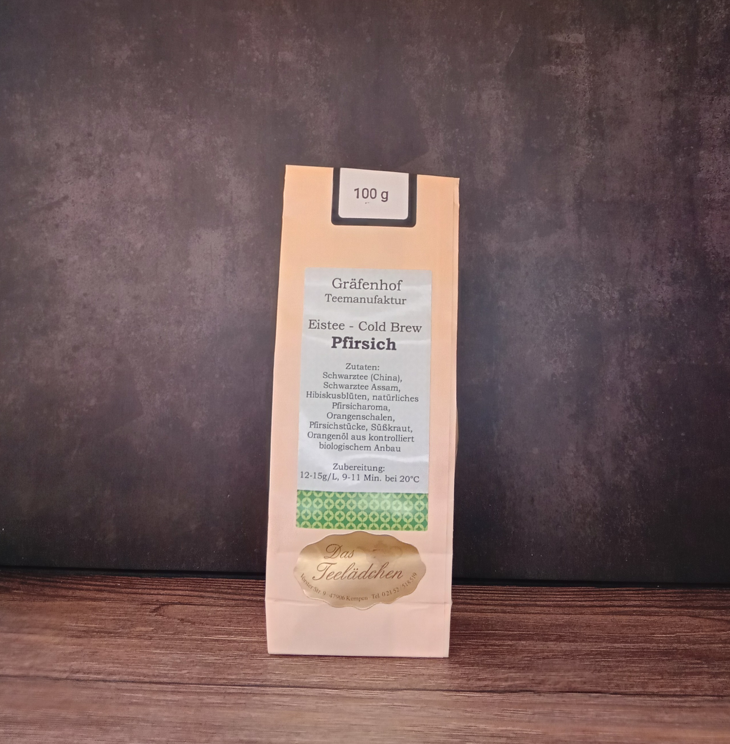 Gräfenhof: Eistee/Cold Brew - Pfirsich - Tee des Monats Juli Gräfenhof: Eistee/Cold Brew - Pfirsich - Tee des Monats Juli