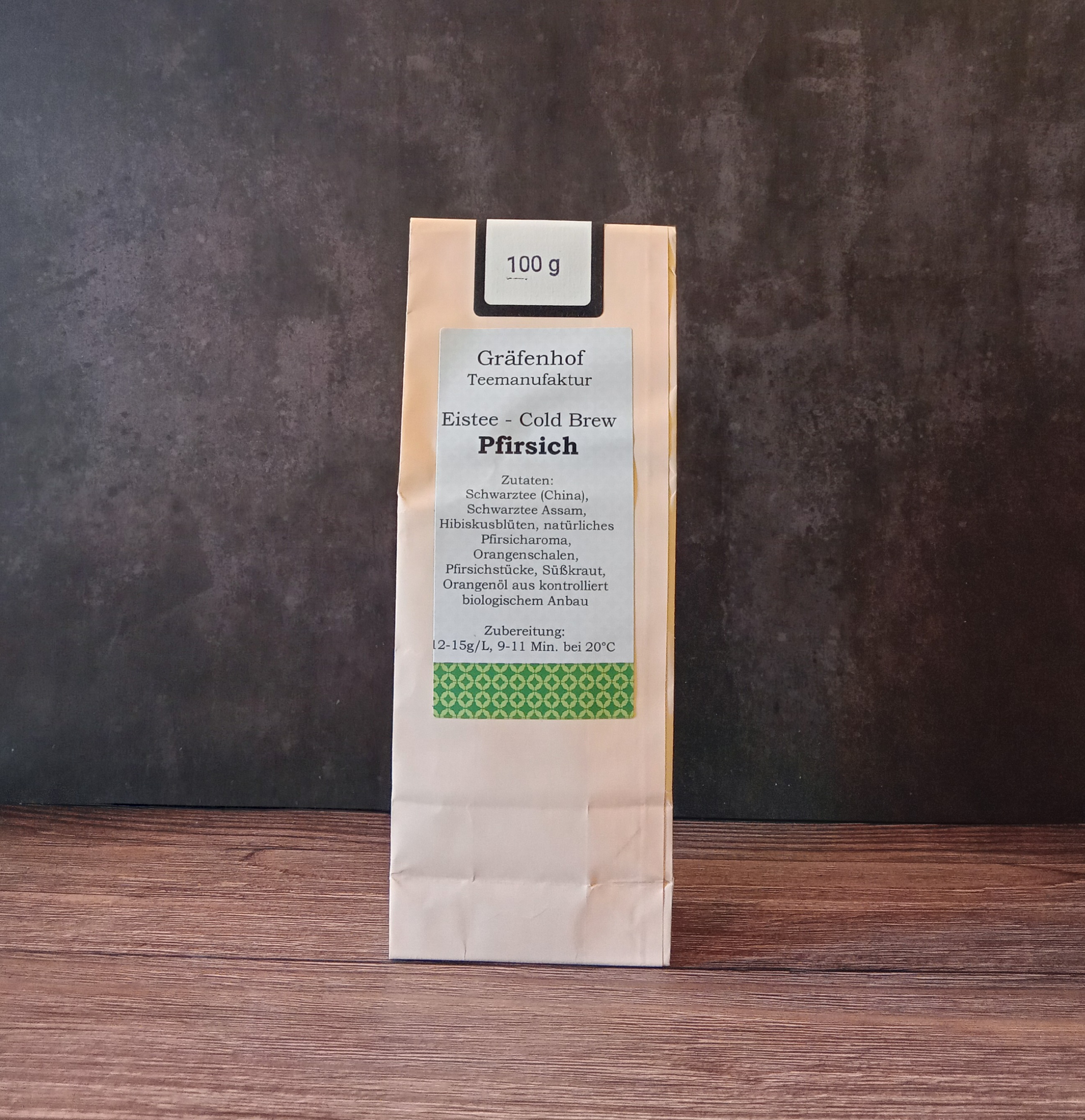 Gräfenhof: Eistee/Cold Brew - Pfirsich - Tee des Monats Juli Gräfenhof: Eistee/Cold Brew - Pfirsich - Tee des Monats Juli