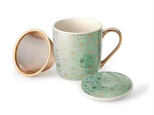 Kräuterteetasse "Art Déco" türkis/gold von ChaCult