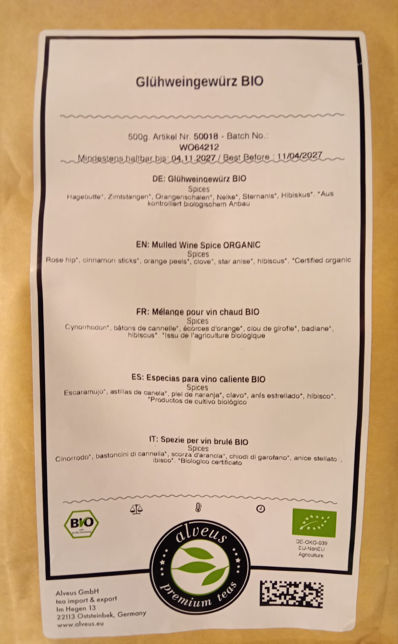 Alveus: Früchtetee - Glühweingewürz