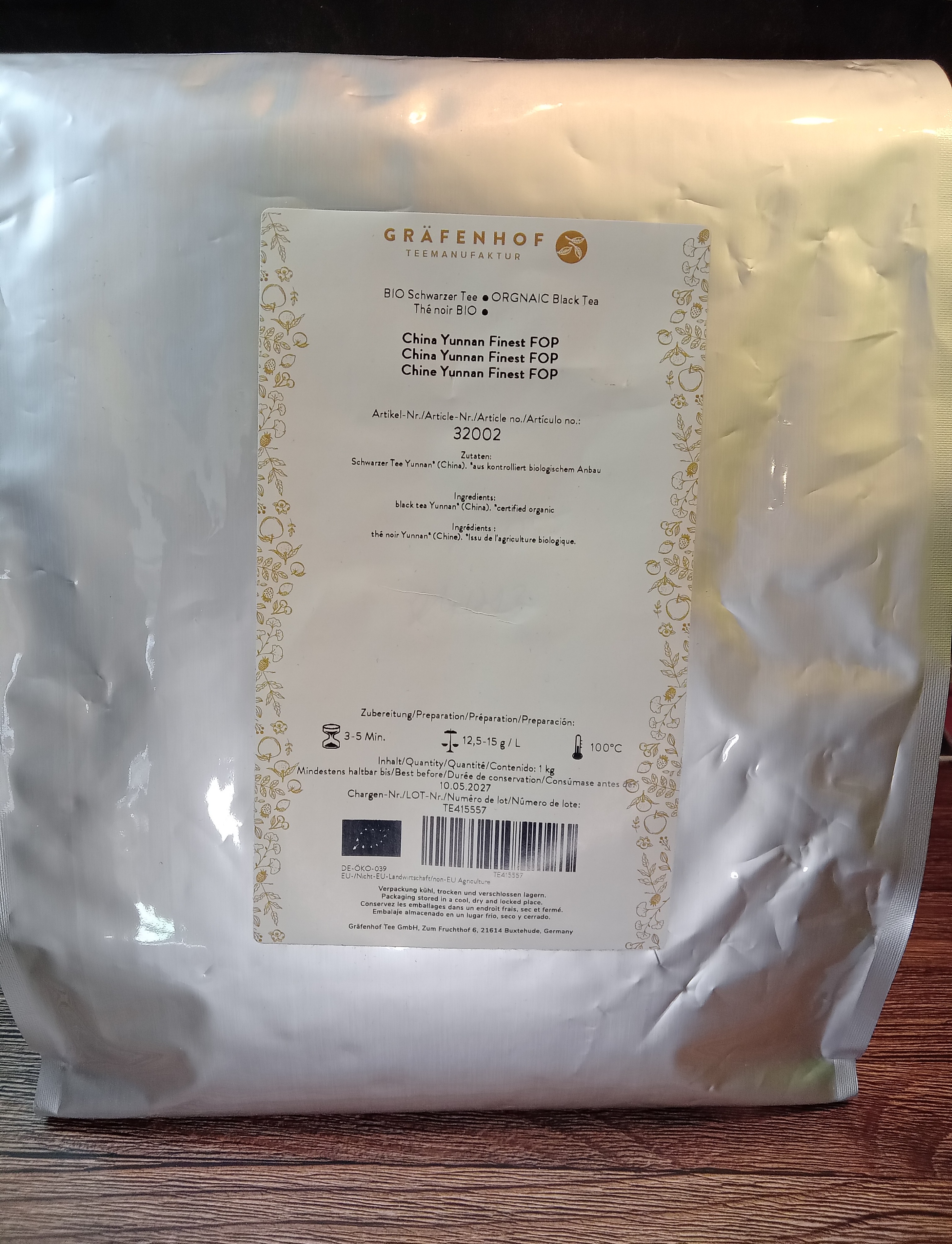 Gräfenhof: Schwarztee - 1 Kg China Yunnan Finest FOP Gräfenhof: Schwarztee - 1 Kg China Yunnan Finest FOP