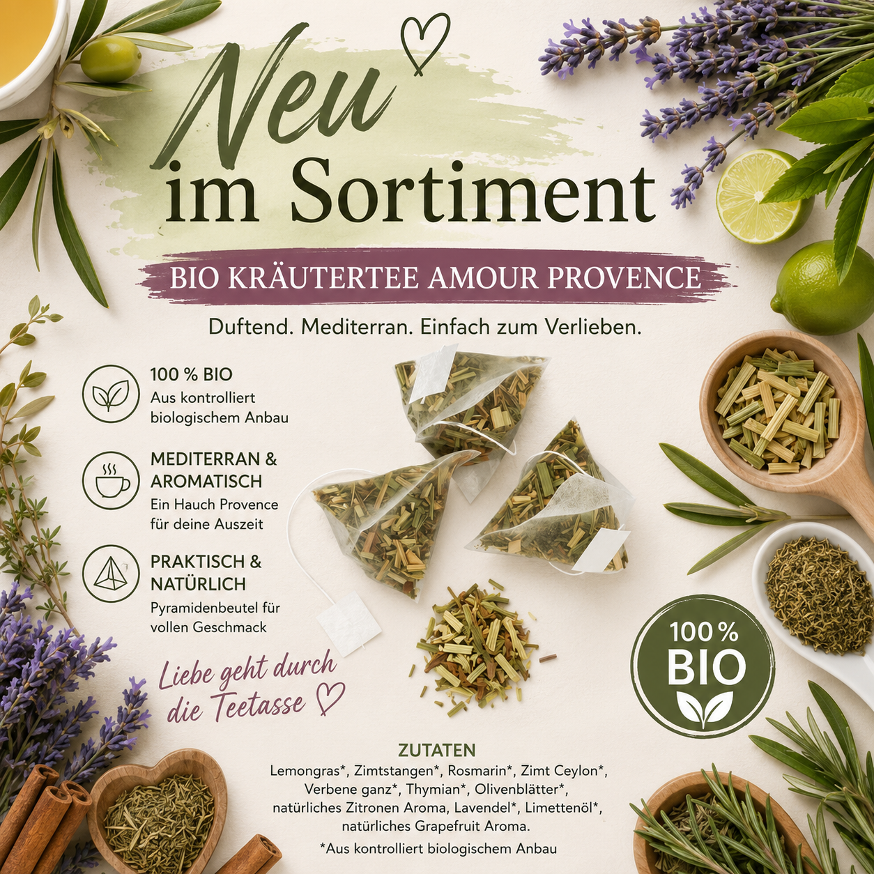 Alveus: Kräutertee - Amour Provence Pyramidenbeutel kbA