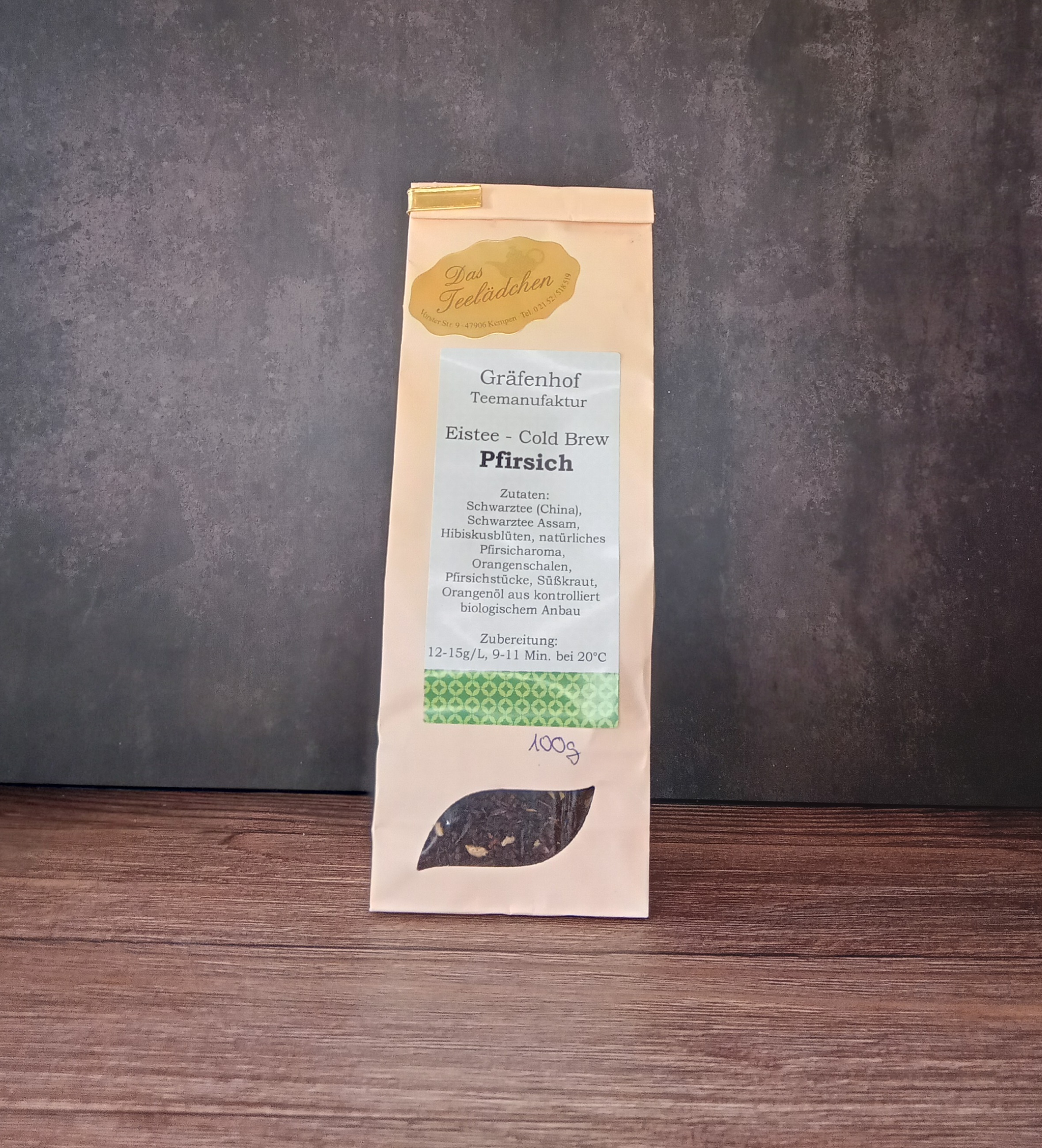 Gräfenhof: Eistee/Cold Brew - Pfirsich - Tee des Monats Juli