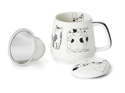 Kräuterteetasse "Artist Cats" schwarz/weiß von ChaCult
